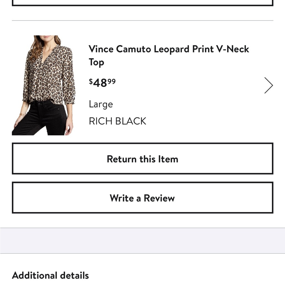 Vince Camuto Leopard Print V-Neck Top size L